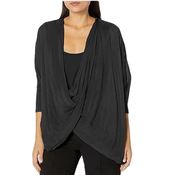 M Made in Italy WHITE Criss Cross Drape Front Silk Blend Blouse Size Large - Picture 9 of 9